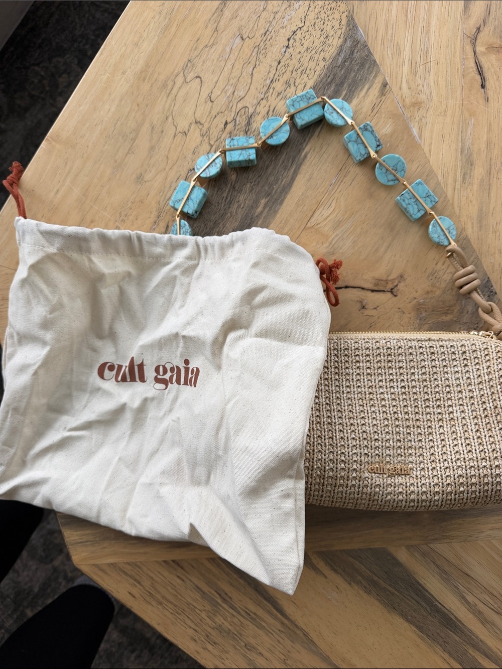 cult gaia Zozina Bag - woven shoulder bag with turquoise-accent strap - Picture 8 of 8